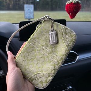 SOLD* Coach Vintage Lime Wristlet